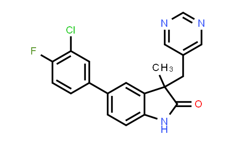 5-(3-Chloro-4-fluorophenyl)-3-methyl-3-(pyrimidin-5-ylmethyl)indolin-2-one