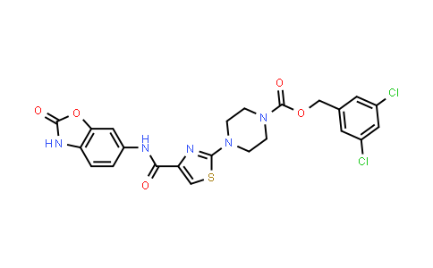 3,5-Dichlorobenzyl 4-(4-((2-oxo-2,3-dihydrobenzo[d]oxazol-6-yl)carbamoyl)thiazol-2-yl)piperazine-1-carboxylate