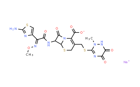 sodium 7-[[2-(2-amino-4-thiazolyl)-2-methoxyimino-1-oxoethyl]amino]-3-[[(2-methyl-5,6-dioxo-1H-1,2,4-triazin-3-yl)thio]methyl]-8-oxo-5-thia-1-azabicyclo[4.2.0]oct-2-ene-2-carboxylate